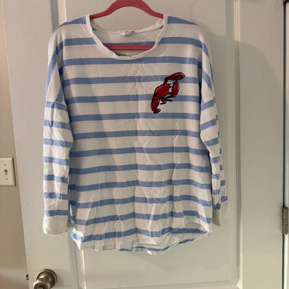 Blue and White Striped Crown & Ivy Lobster Top